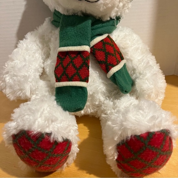 Hugfun White Polar Bear Plush Holiday Winter with Hat and Scarf 19" - Picture 2 of 5